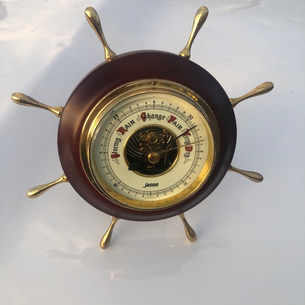 Vintage Jason Ship Wheel Aneroid Barometer-Works-Tested with Air Pressure